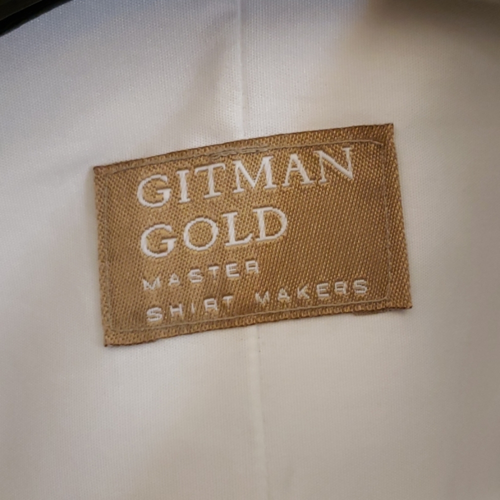 Gitman Gold Pinpoint Collar Dress Shirt SZ 18 34 - Picture 4 of 8